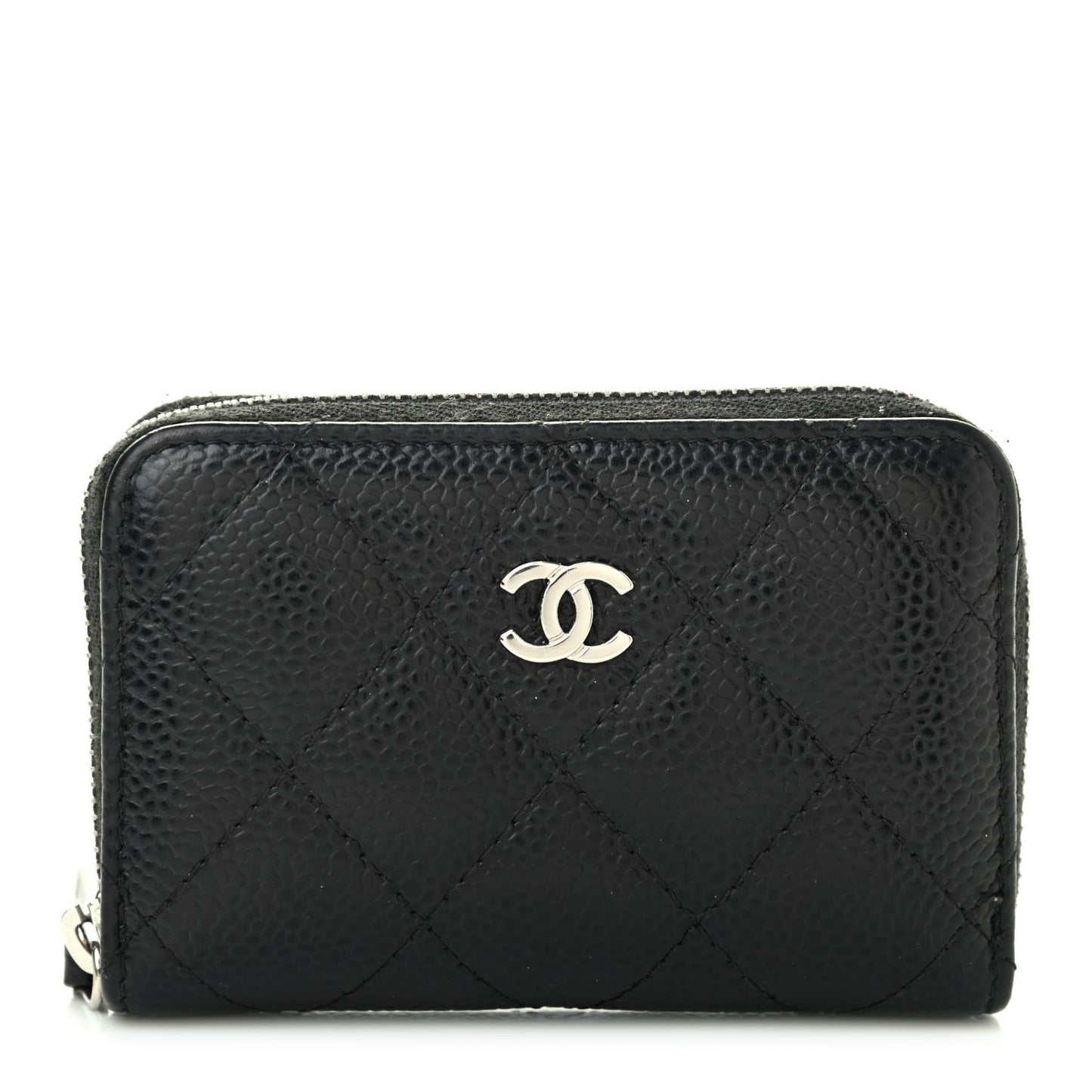 Caviar Quilted Zip Coin Purse Black