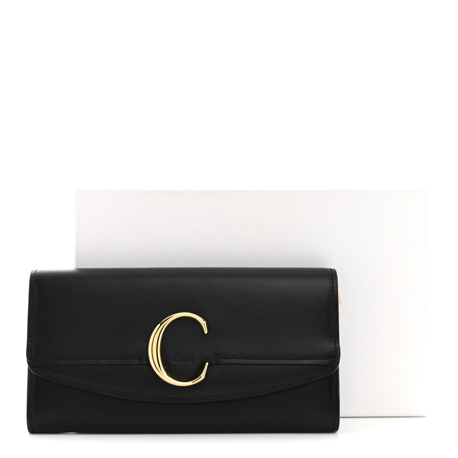 Chloe Calfskin Long Flap C Wallet Black 7 of 7