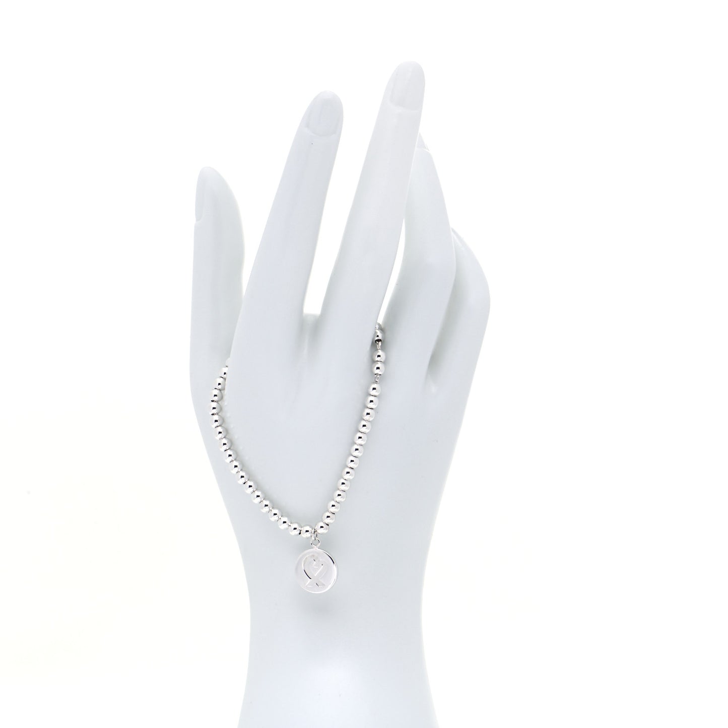 Sterling Silver 4mm Paloma Picasso Loving Heart Tag Bead Bracelet