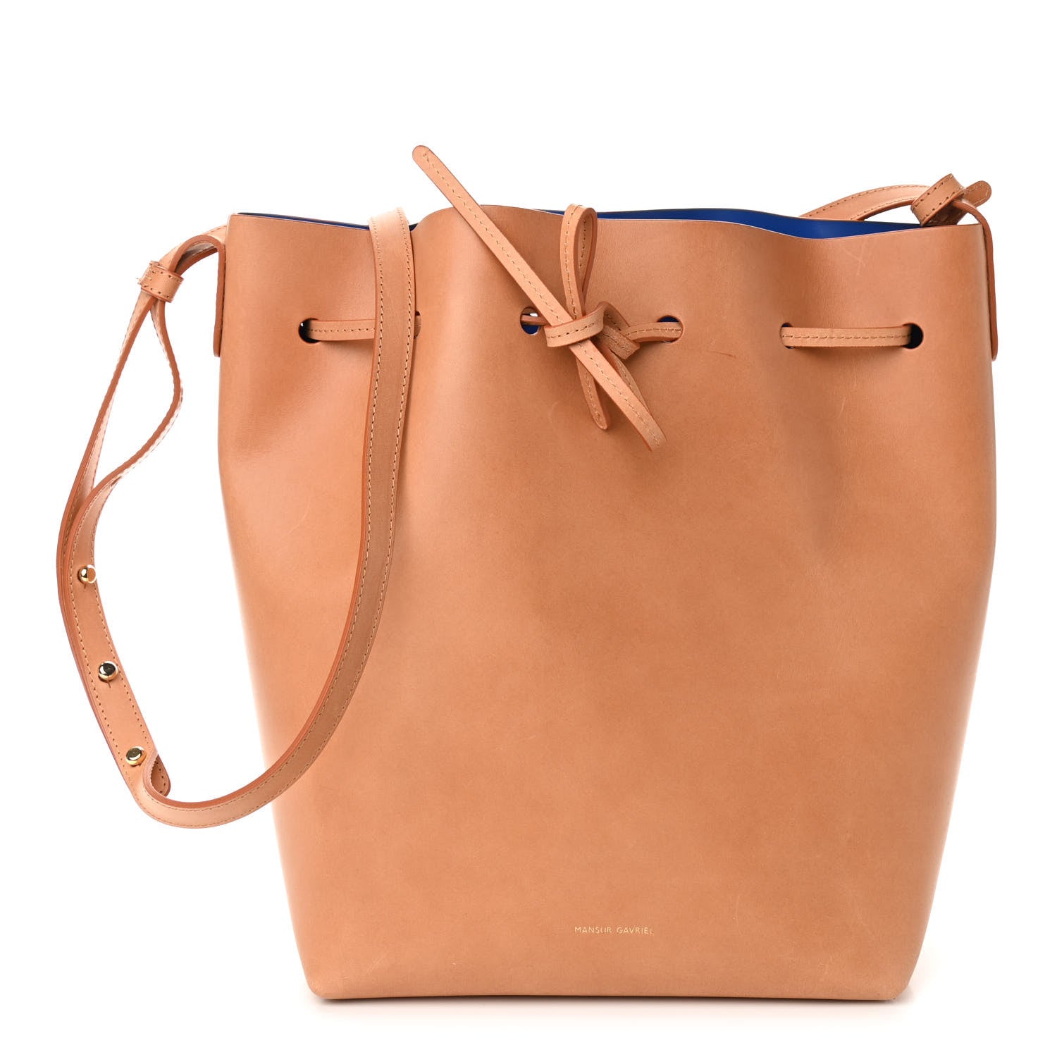 Mansur Gavriel Vegetable Tanned Calfskin Bucket Bag Cammello Azzurro 1 of 12