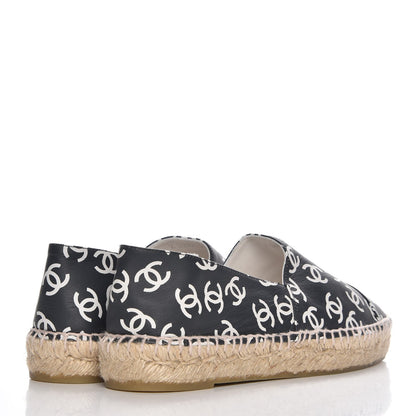 Chanel Lambskin Printed CC Espadrilles 38 Black White 4 of 9