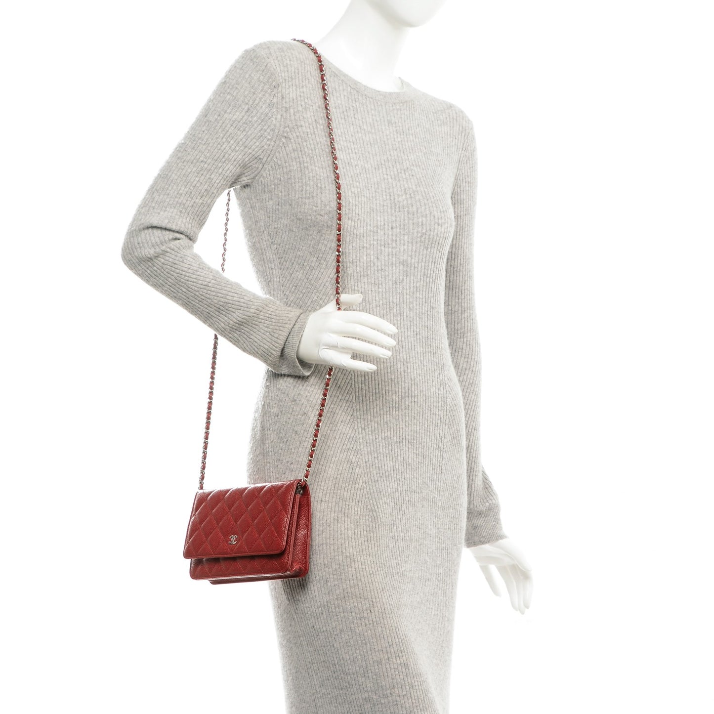 Caviar Quilted Wallet On Chain WOC Red