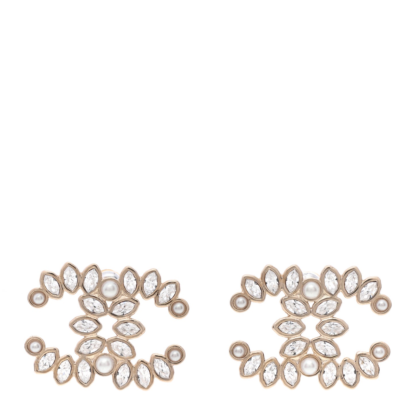 Strass Crystal Pearl Dazzling Wheat CC Earrings Light Gold