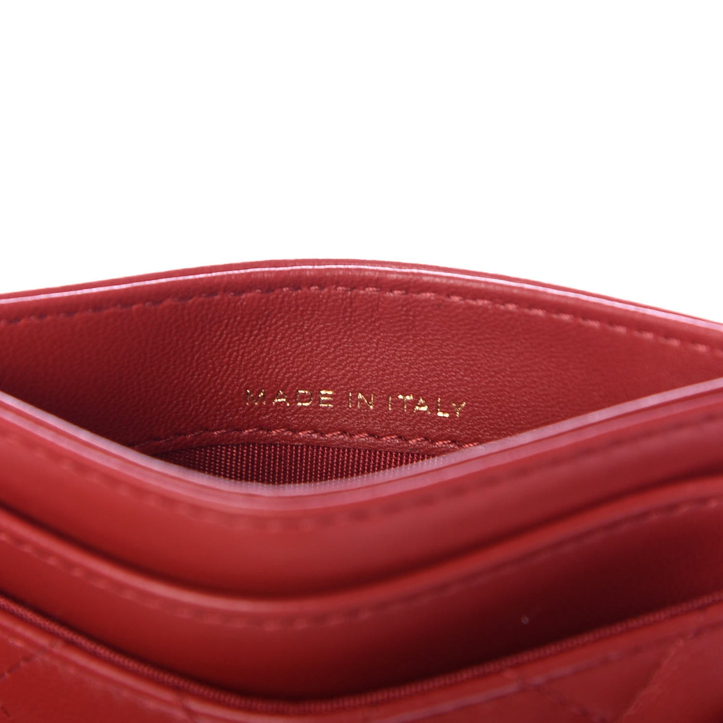 Lambskin Quilted Card Holder Red Multicolor