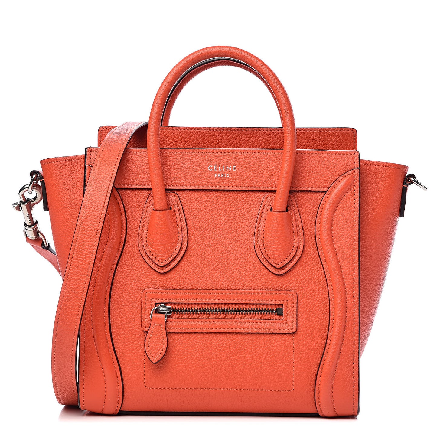 Drummed Calfskin Nano Luggage Vermillion