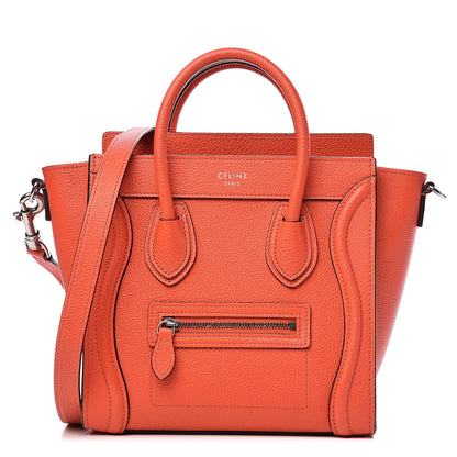 Celine Drummed Calfskin Nano Luggage Vermillion 1 of 11
