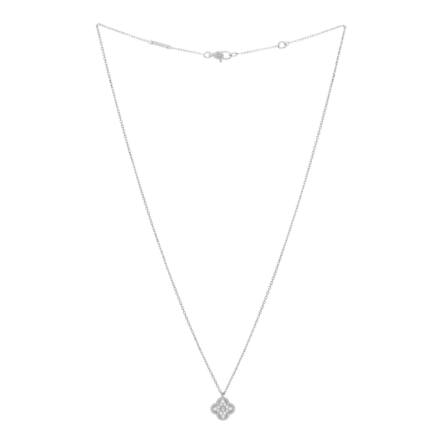 Van Cleef & Arpels 18K White Gold Diamond Sweet Alhambra Pendant Necklace 2 of 4