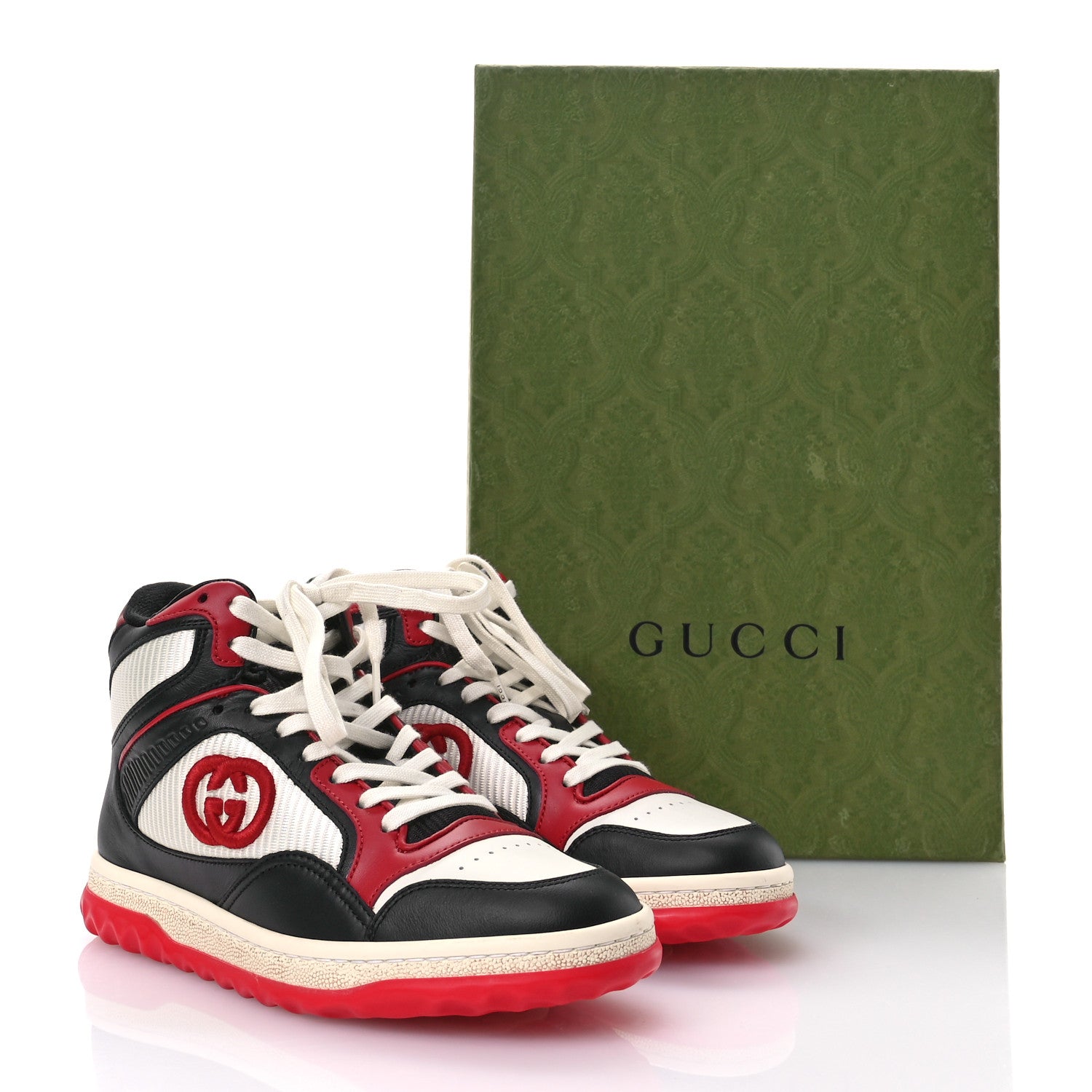 Gucci Dali Calfskin Mesh Women's Mac80 Hightop Sneakers 35.5 Red White Black 8 of 8