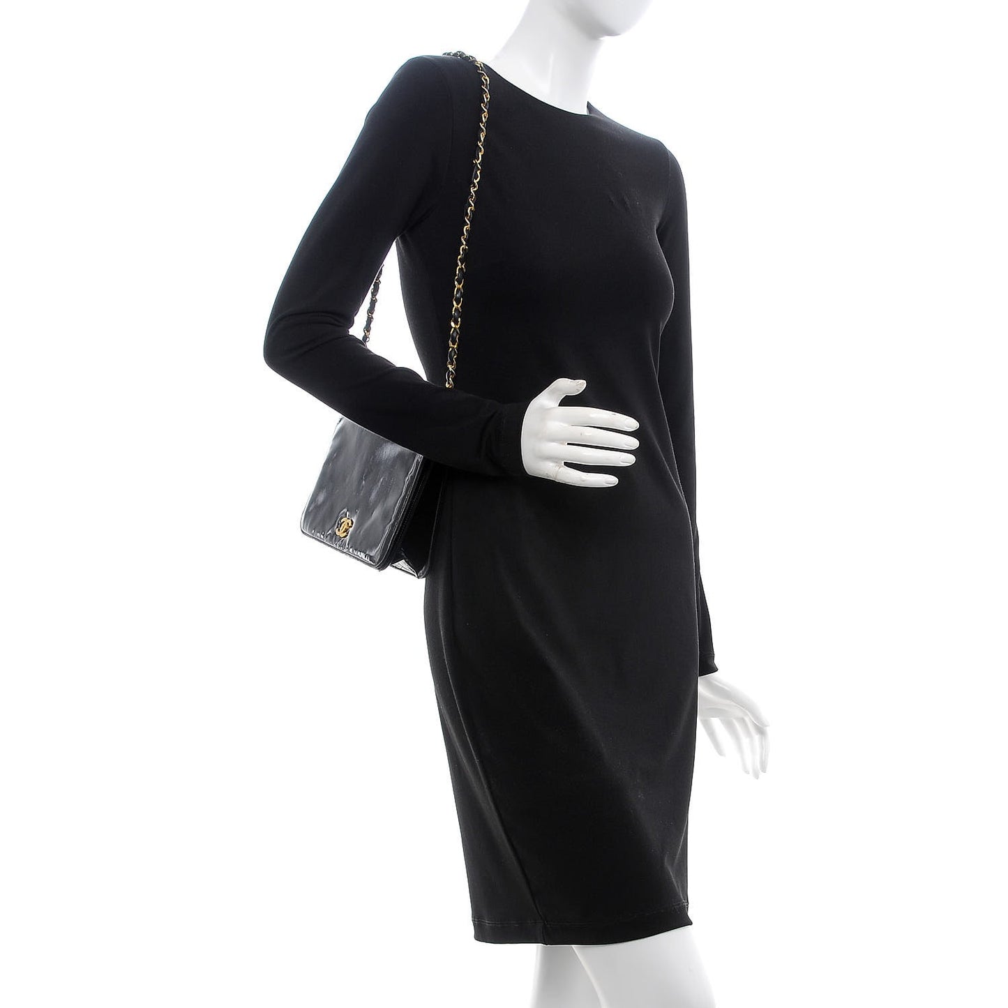 Patent Small Single Flap Black