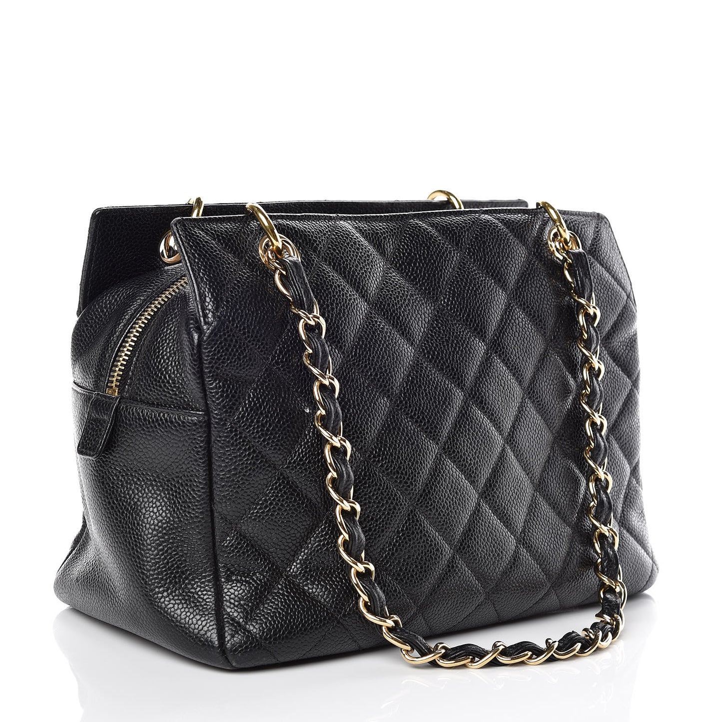 Caviar Quilted Petit Timeless Tote PTT Black