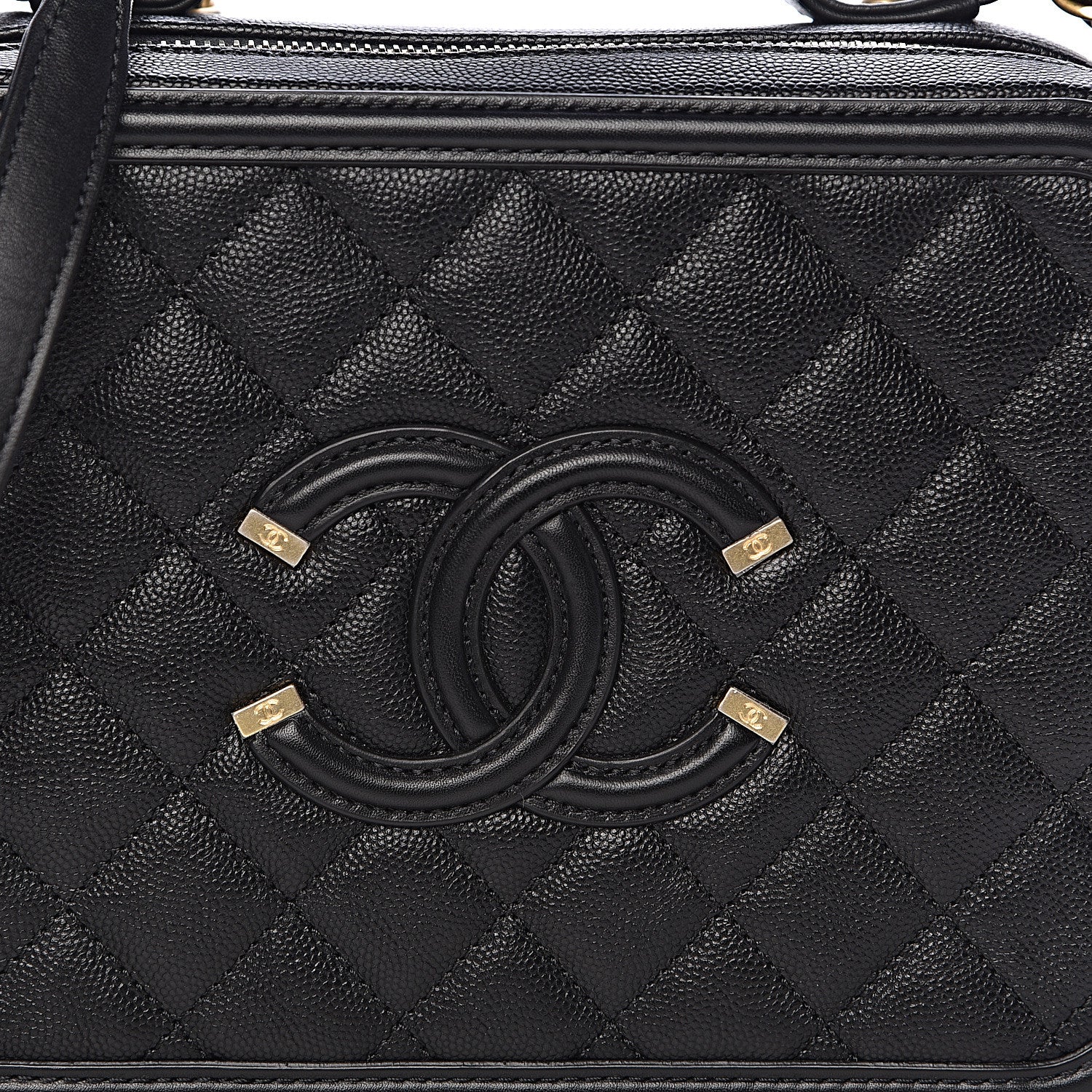 Chanel Caviar Quilted Medium CC Filigree Vanity Case Black 10 of 10