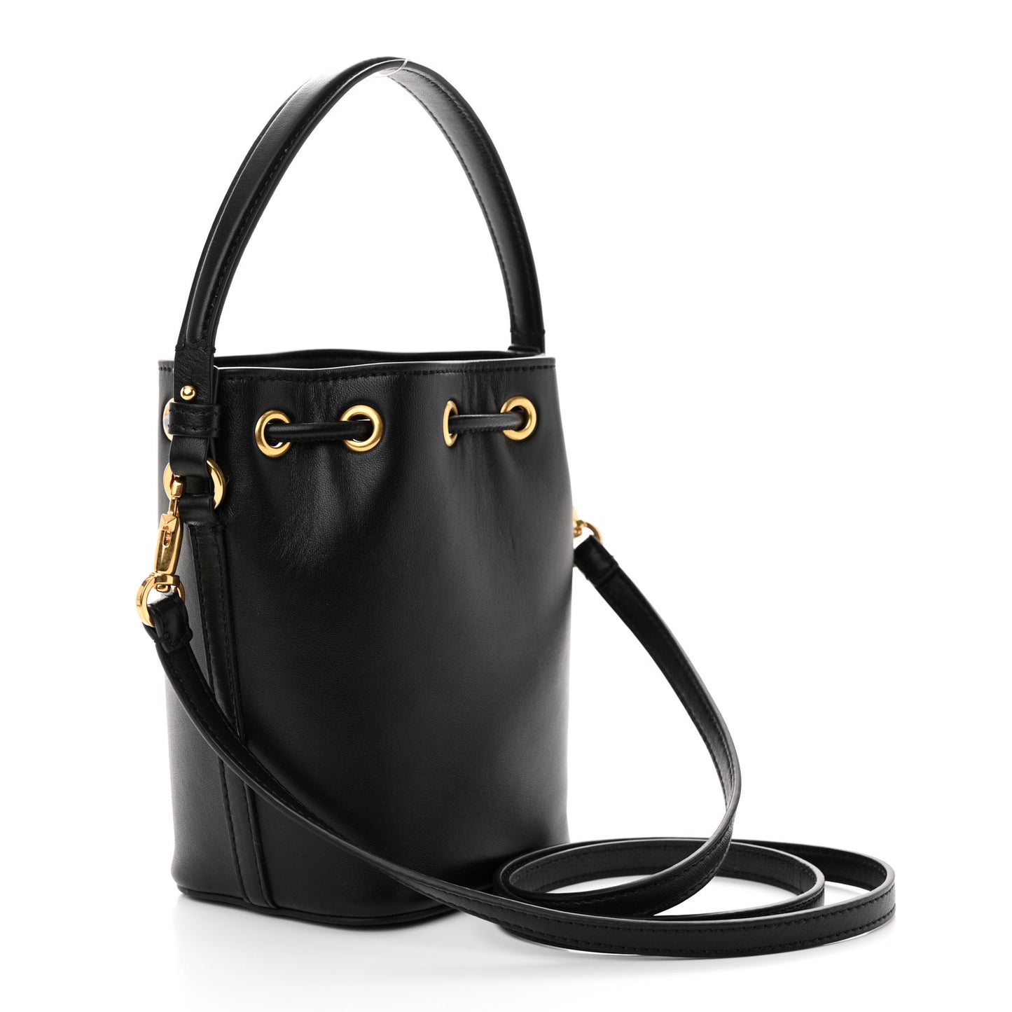 Nappa Mini VLogo Signature Bucket Bag Black