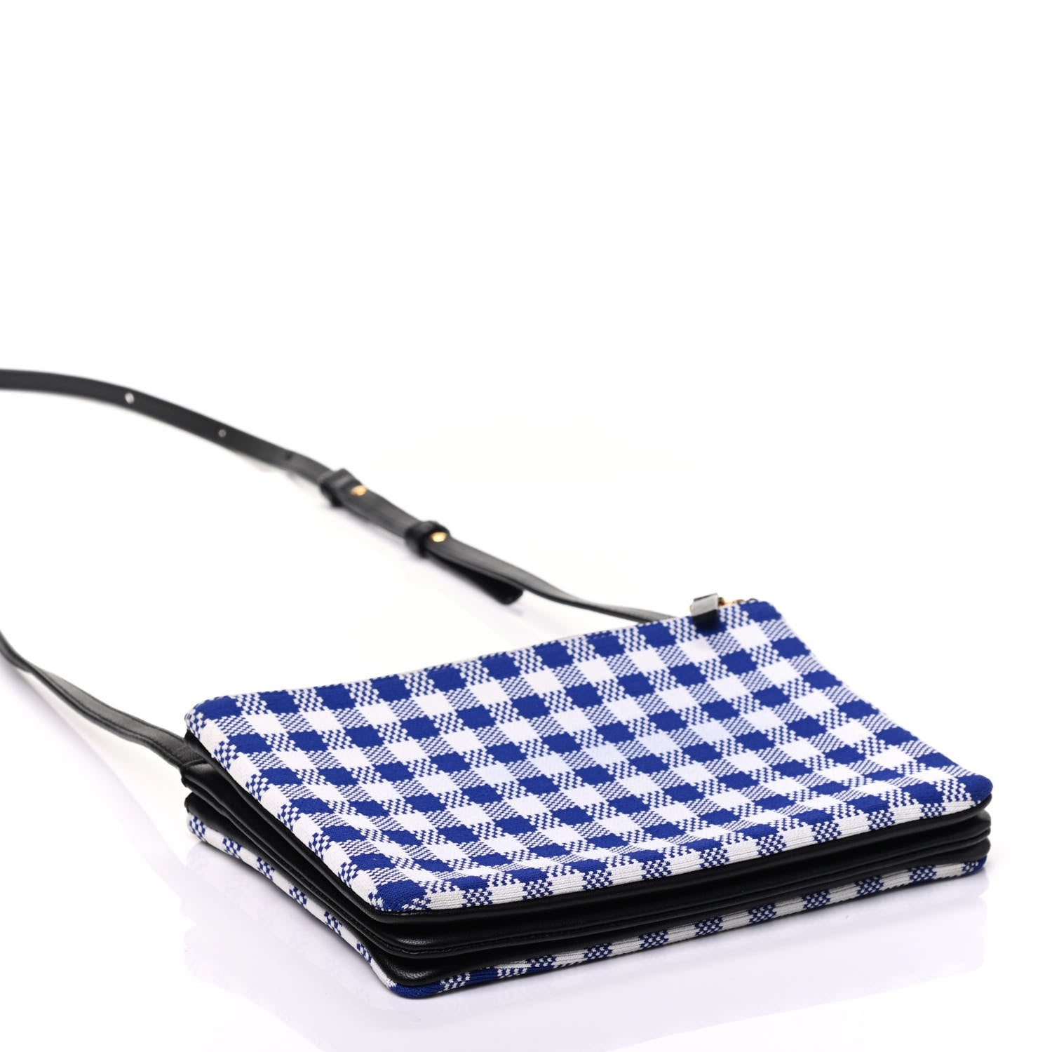 Celine Gingham Lambskin Small Trio Crossbody Bag Cobalt 3 of 12