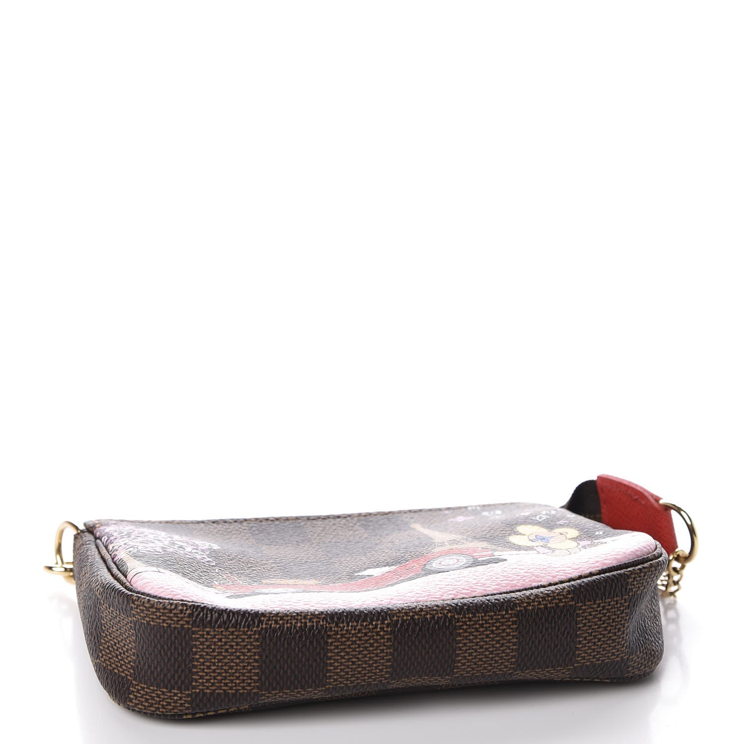 Louis Vuitton Damier Ebene 2019 Christmas Animation Mini Pochette Accessories Red 3 of 9