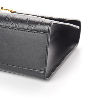 Gucci Calfskin GG Monogram Bees Embossed Medium Padlock Shoulder Bag Black 8 of 8