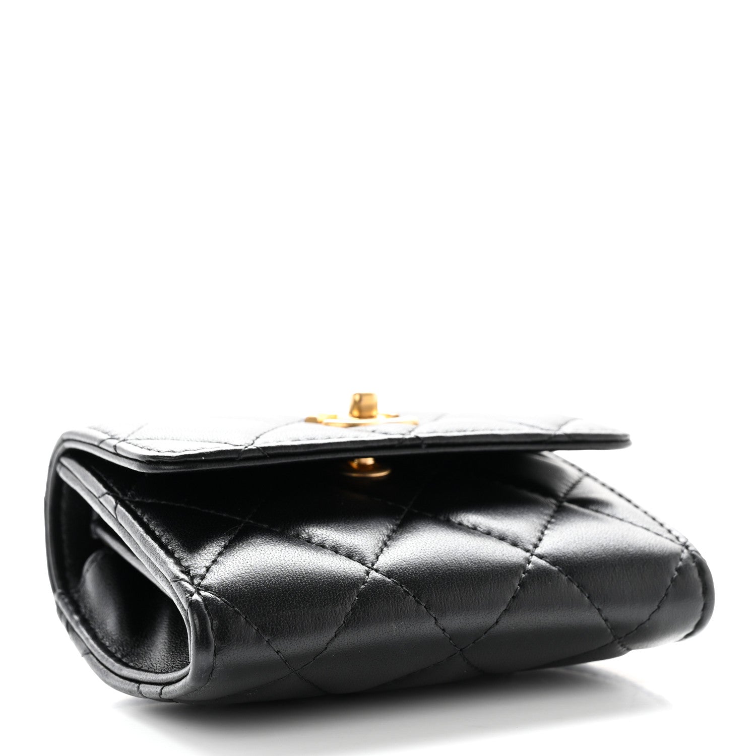 Chanel Lambskin Quilted Pearl Crush Clutch With Chain Black 4 of 12