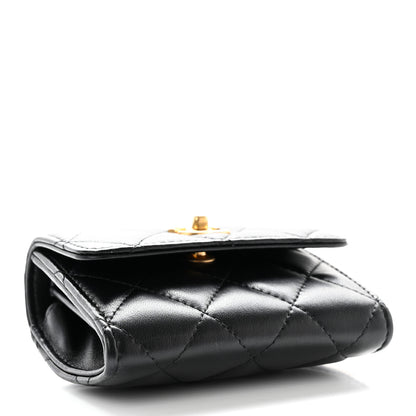 Chanel Lambskin Quilted Pearl Crush Clutch With Chain Black 4 of 12