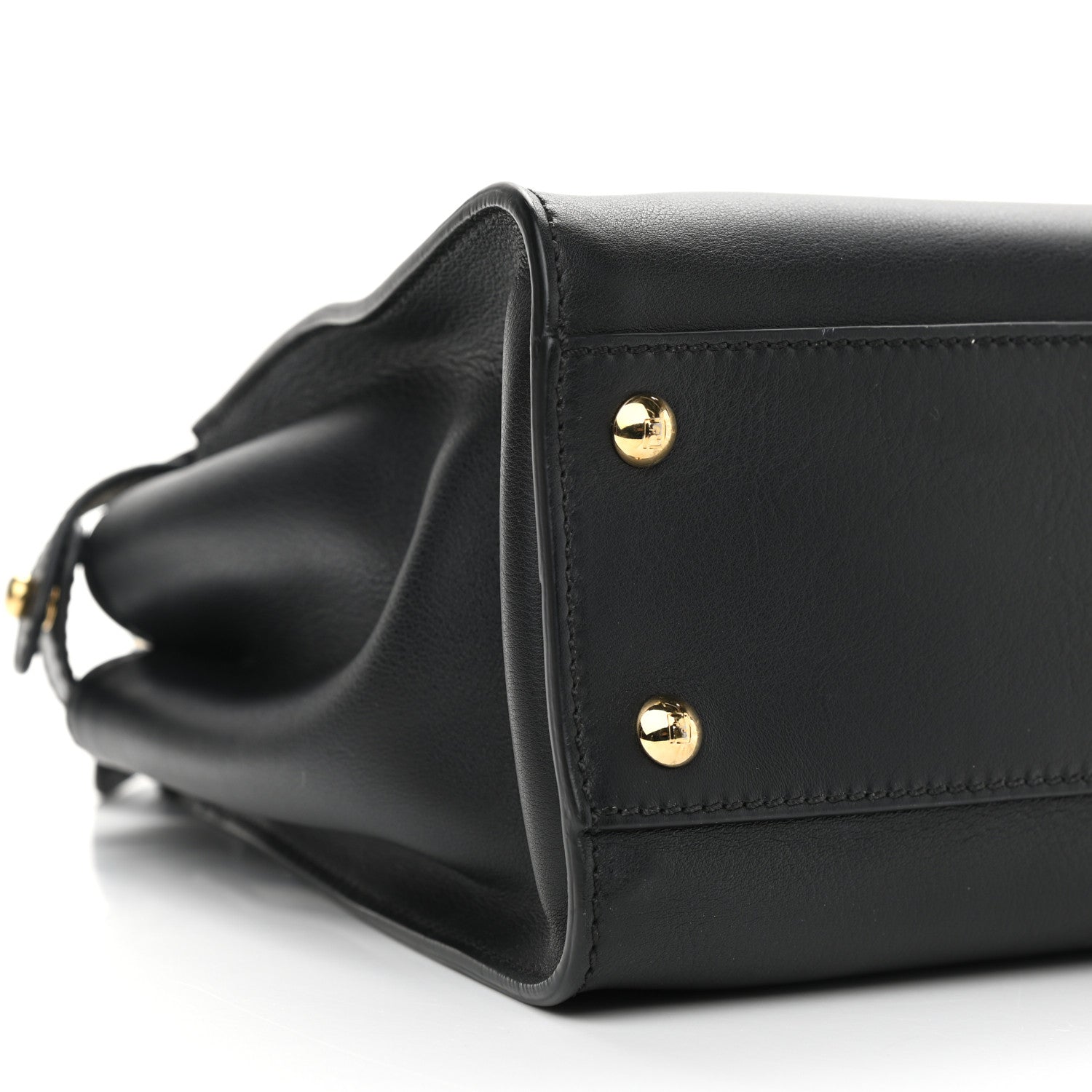 Fendi Vitello Seta Shiny Nappa Medium Peekaboo Iconic Satchel Black 9 of 10