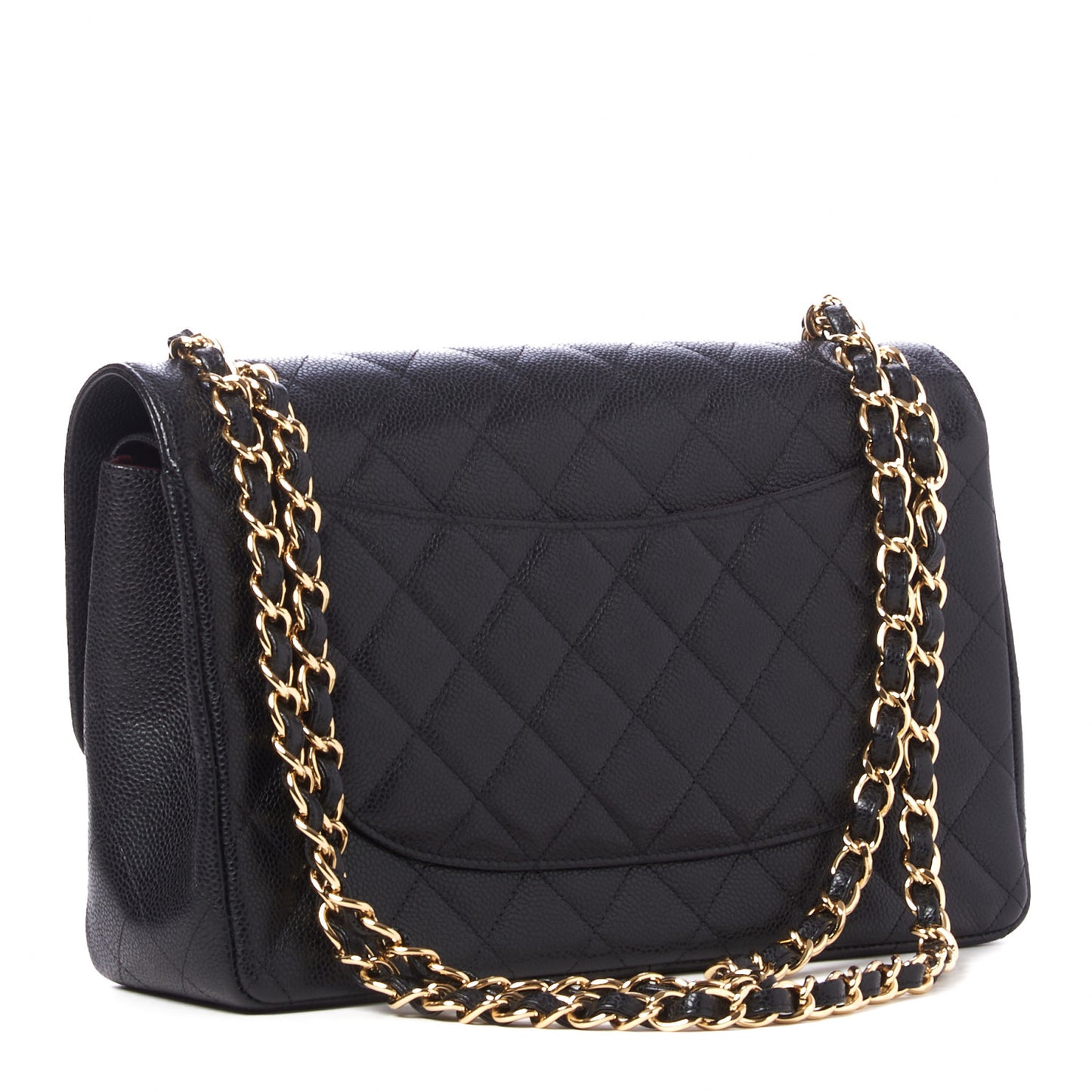 Caviar Quilted Jumbo Double Flap Black