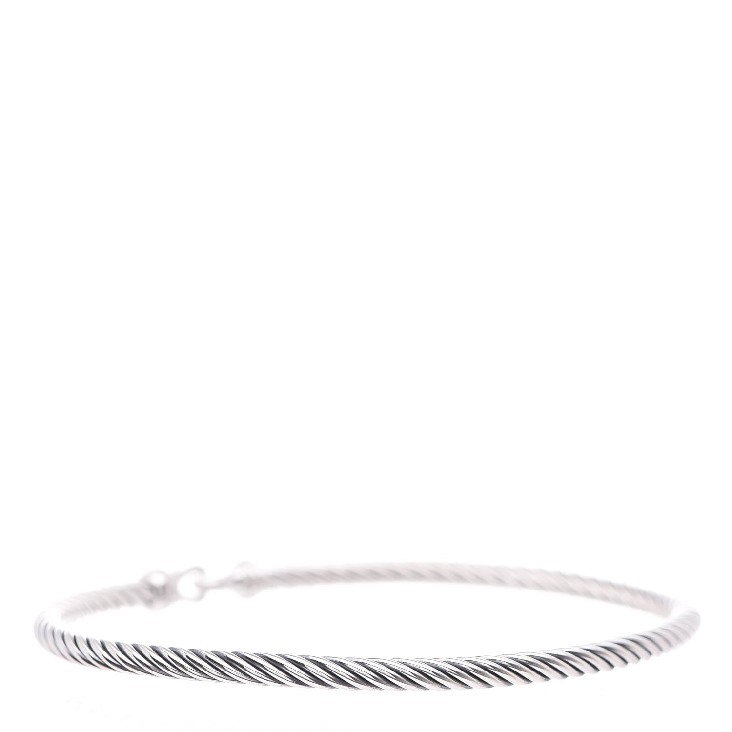 David Yurman Sterling Silver Diamond 3mm Cable Buckle Bracelet 3 of 5