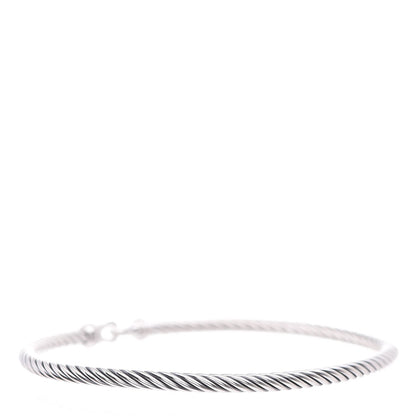 David Yurman Sterling Silver Diamond 3mm Cable Buckle Bracelet 3 of 5