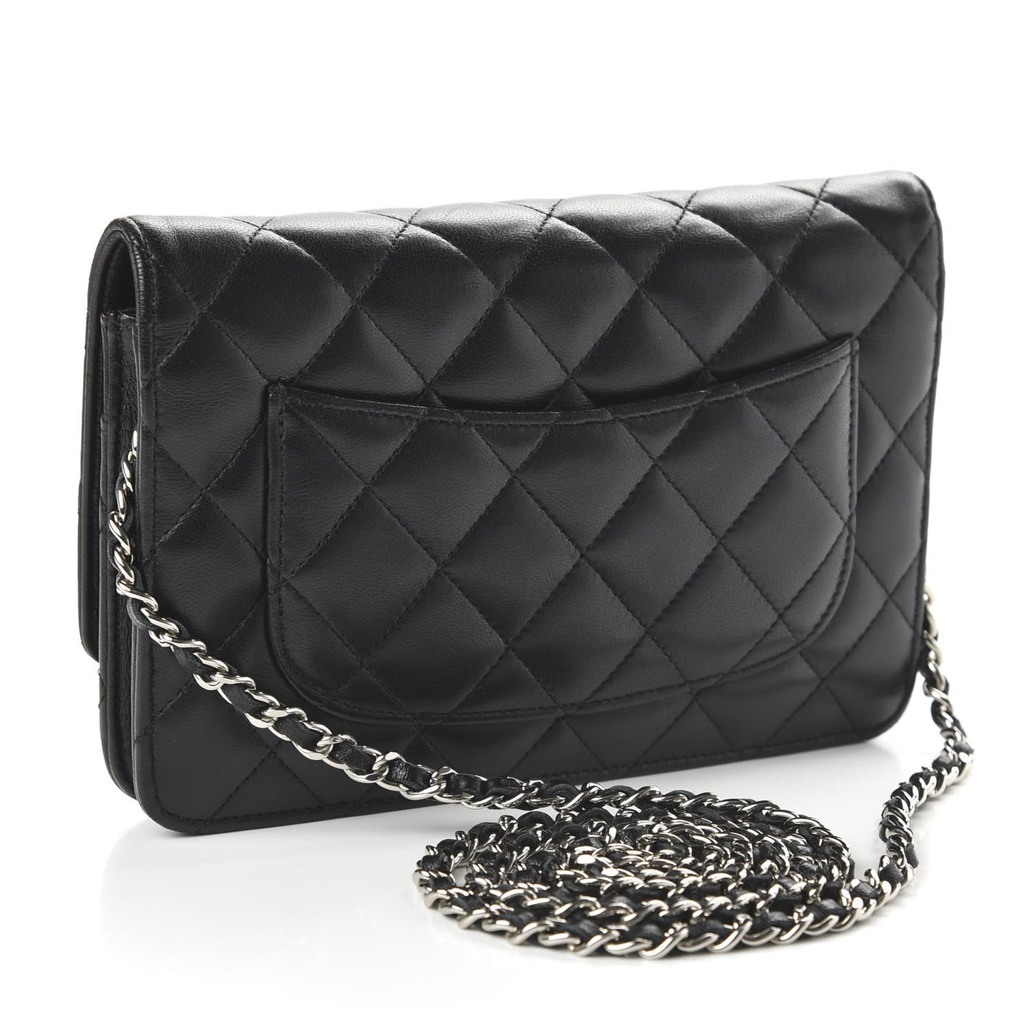Lambskin Quilted Wallet On Chain WOC Black