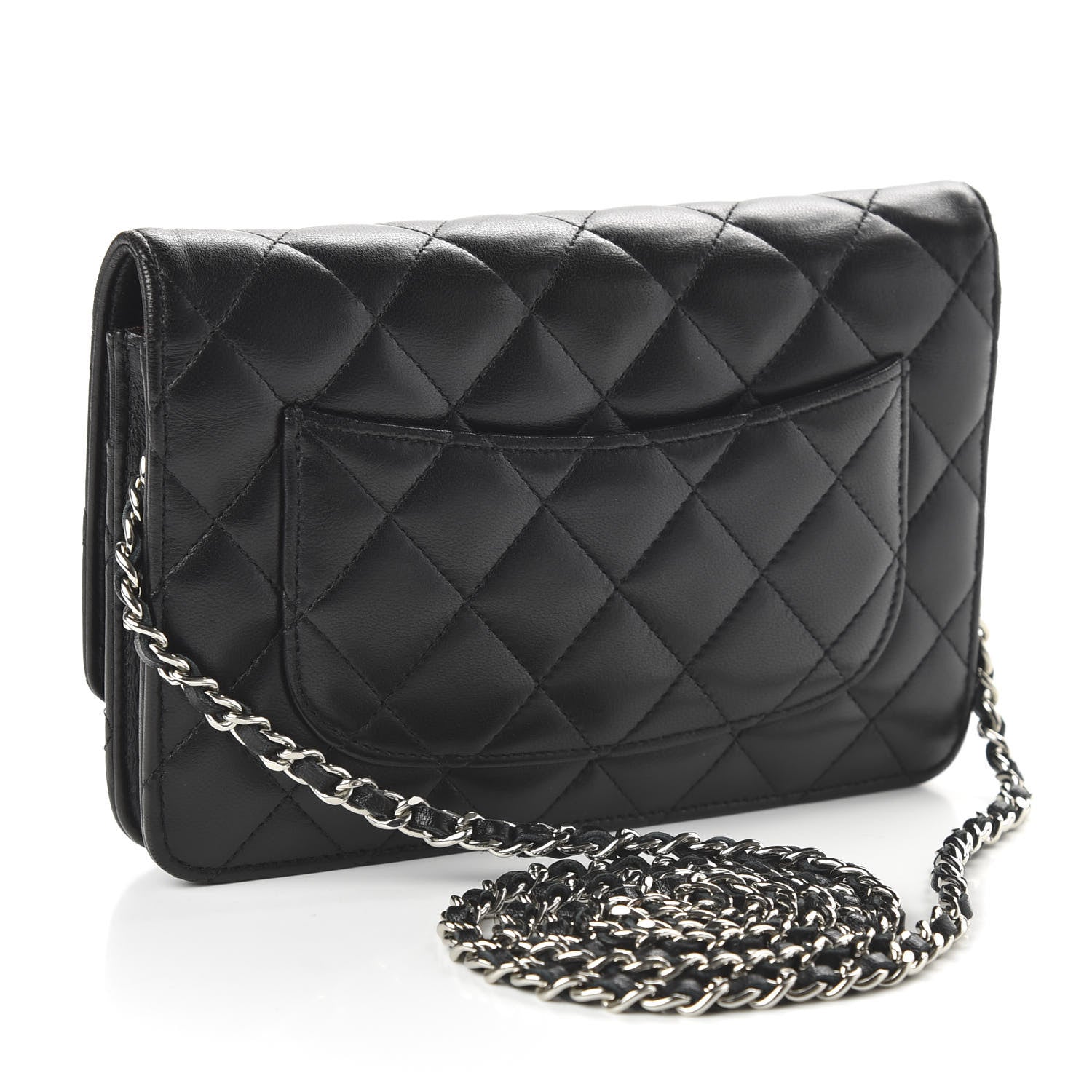 Chanel Lambskin Quilted Wallet On Chain WOC Black 3 of 12