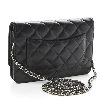 Chanel Lambskin Quilted Wallet On Chain WOC Black 3 of 12