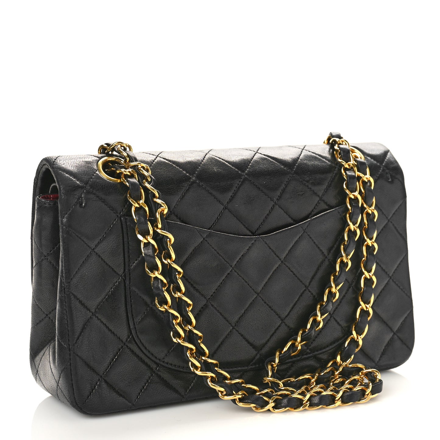 Lambskin Quilted Small Double Flap Black
