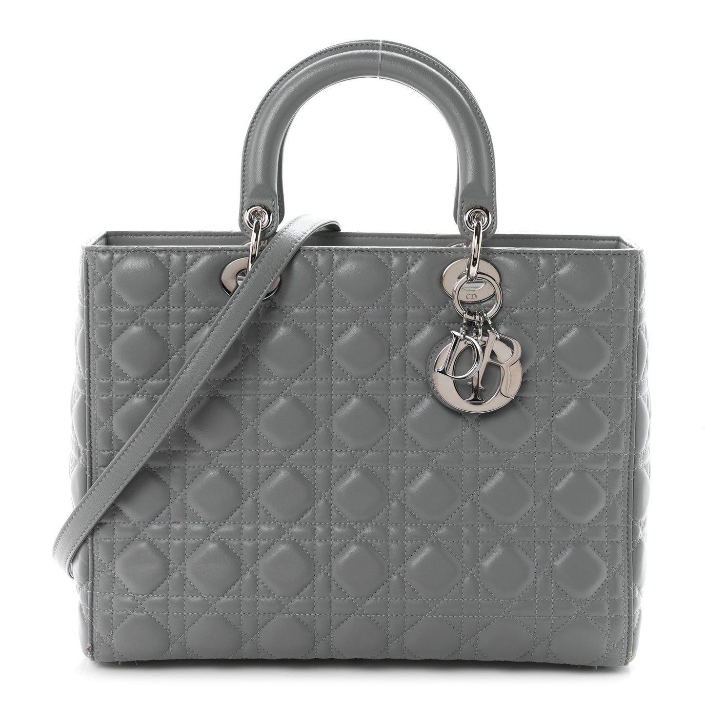 Lambskin Cannage Large Lady Dior Light Grey