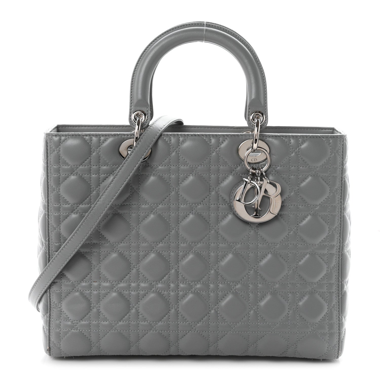 Christian Dior Lambskin Cannage Large Lady Dior Light Grey 1 of 10