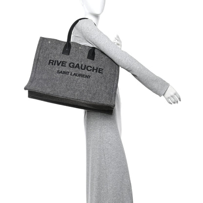 Saint Laurent Wool Calfskin Rive Gauche Tote Grey 2 of 13