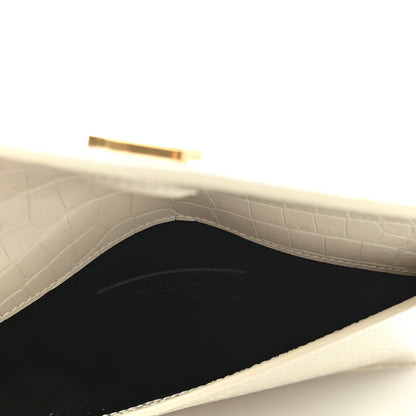 Saint Laurent Calfskin Crocodile Embossed Monogram Uptown Baby Pouch Perle 5 of 8