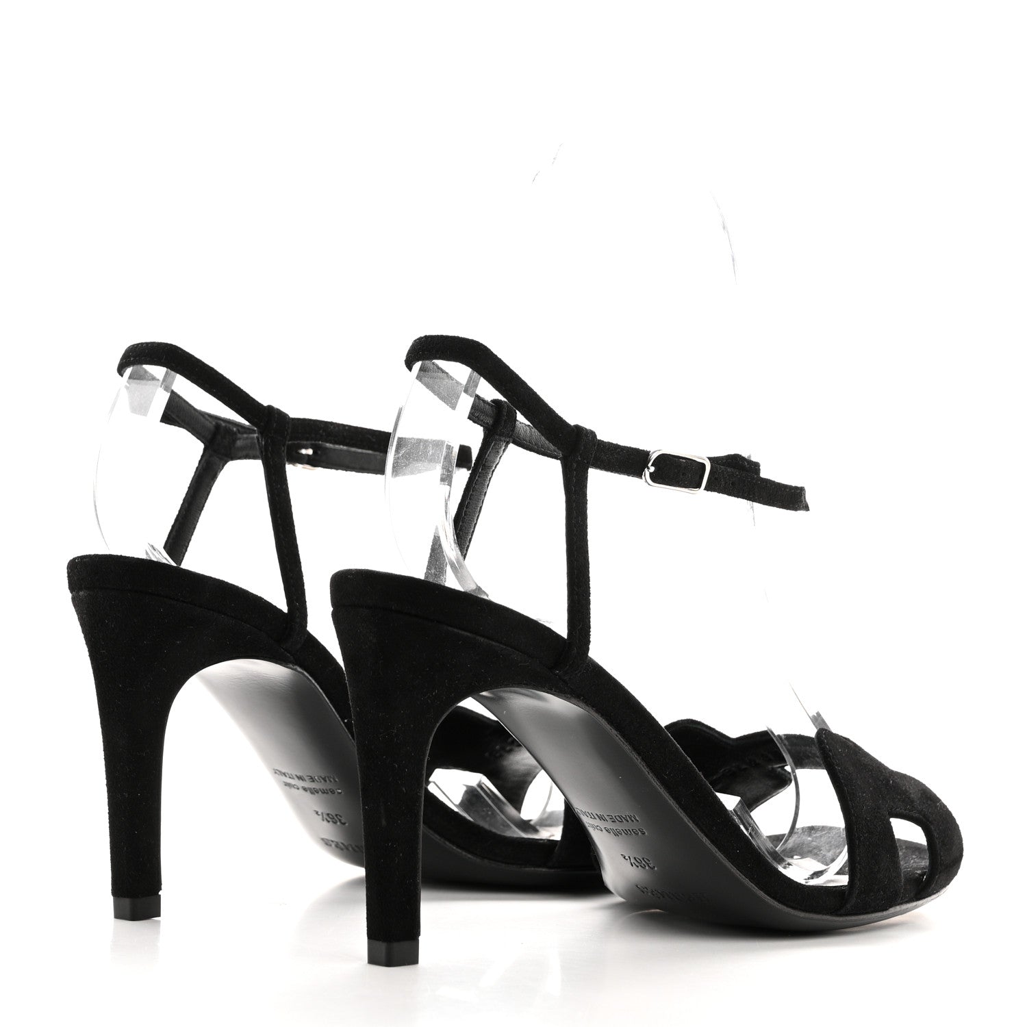 Hermes Suede Goatskin Heden 80 Sandals 36.5 Black 4 of 8