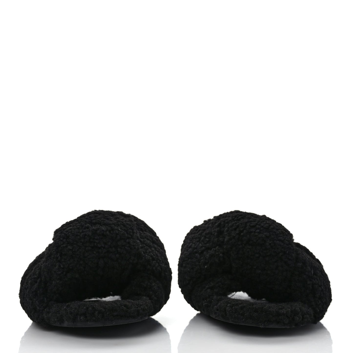 Faux Shearling Drapy Slide Sandals 39.5 Black