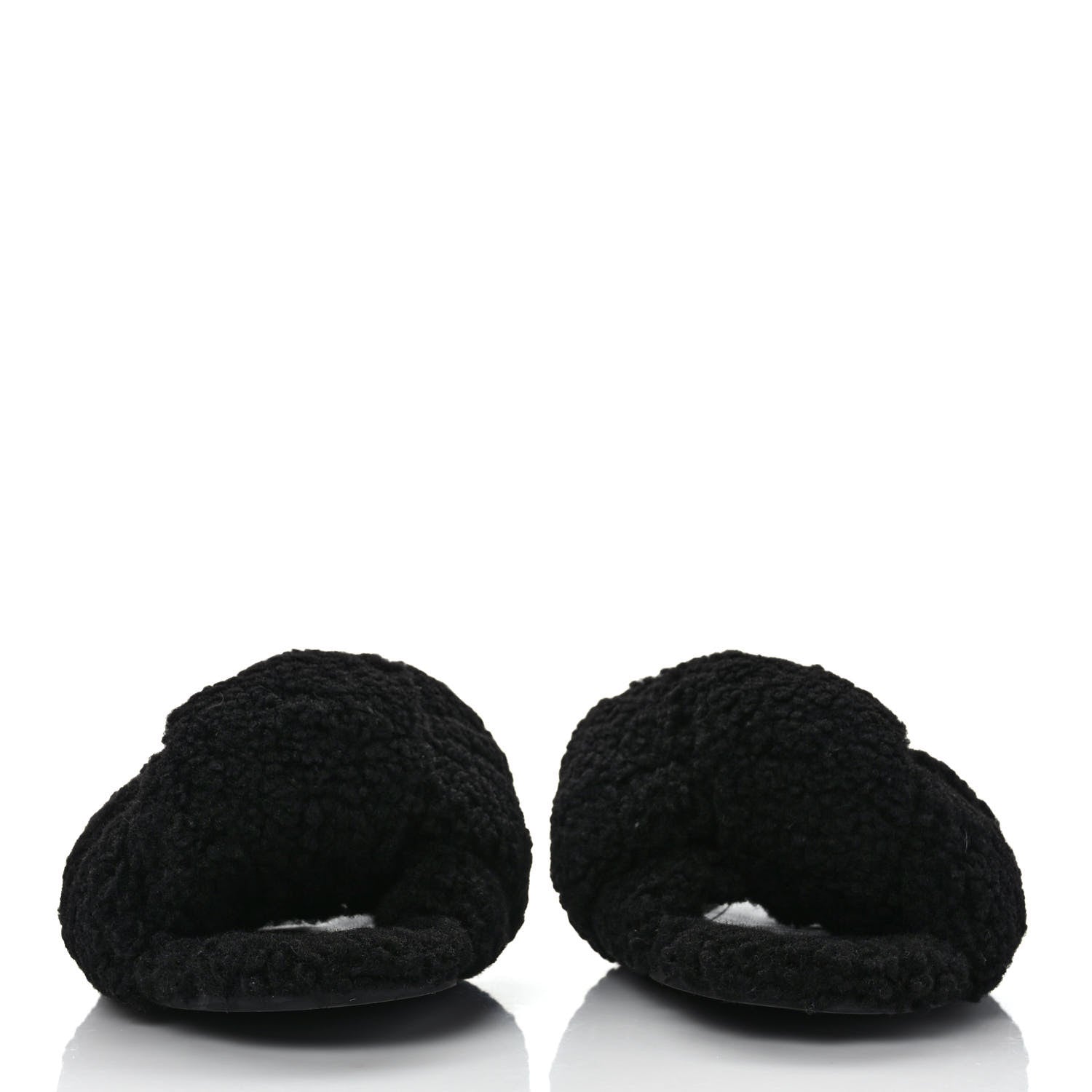 Balenciaga Faux Shearling Drapy Slide Sandals 39.5 Black 2 of 7