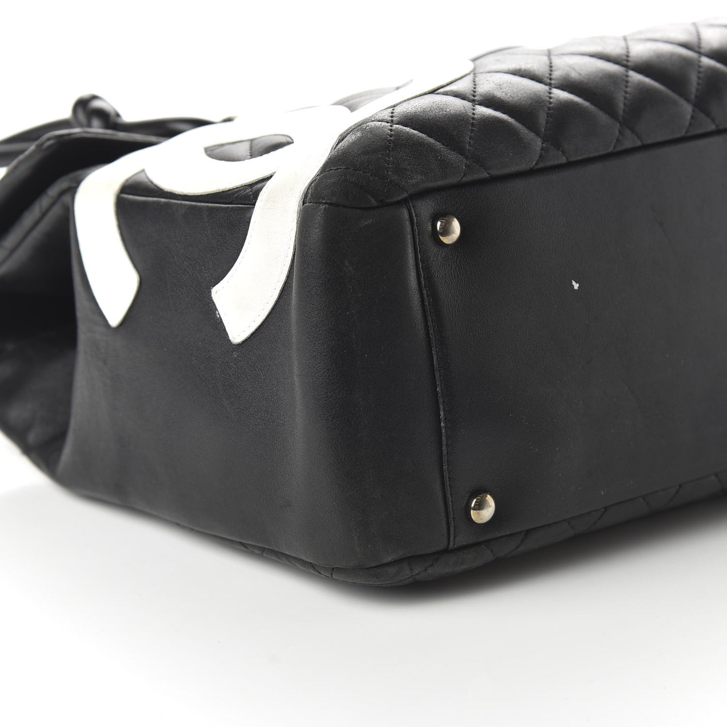 Calfskin Quilted Large Cambon Flap Black White