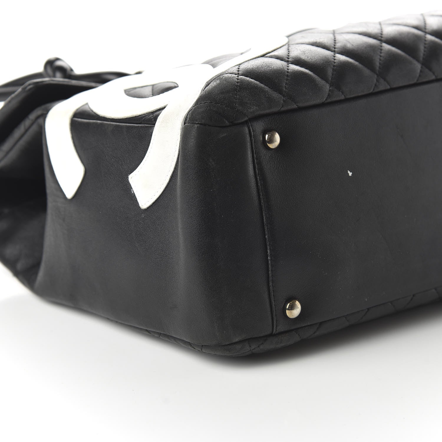 Chanel Calfskin Quilted Large Cambon Flap Black White 6 of 12