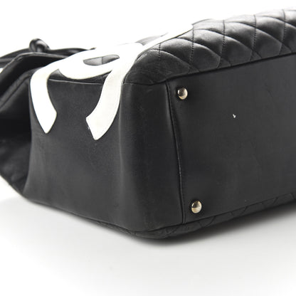 Chanel Calfskin Quilted Large Cambon Flap Black White 6 of 12
