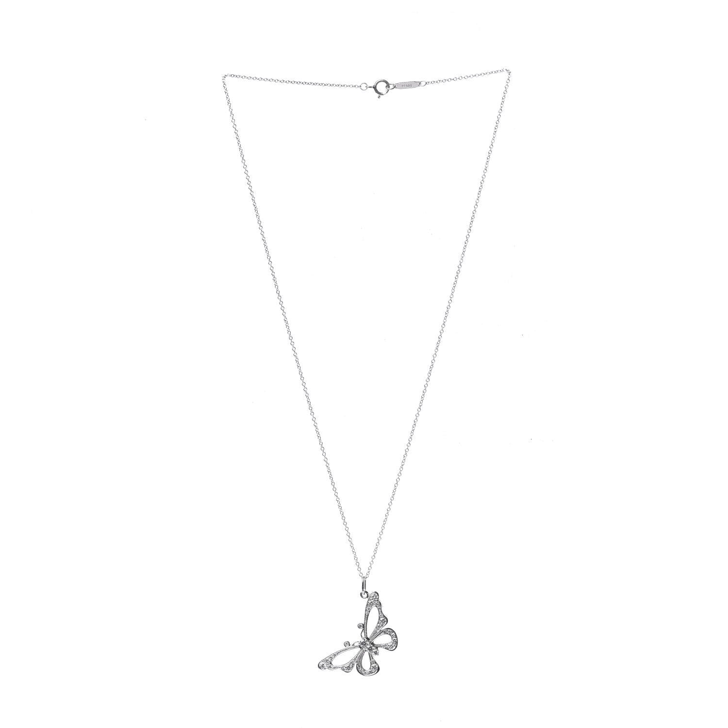 Tiffany Platinum Diamond Enchant Butterfly Necklace 3 of 6