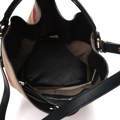 Burberry Canvas Mega Check Medium Susanna Hobo Black 4 of 12