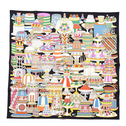 Hermes Silk La Patisserie Francaise Scarf 90 Orange Black Multicolor 1 of 7