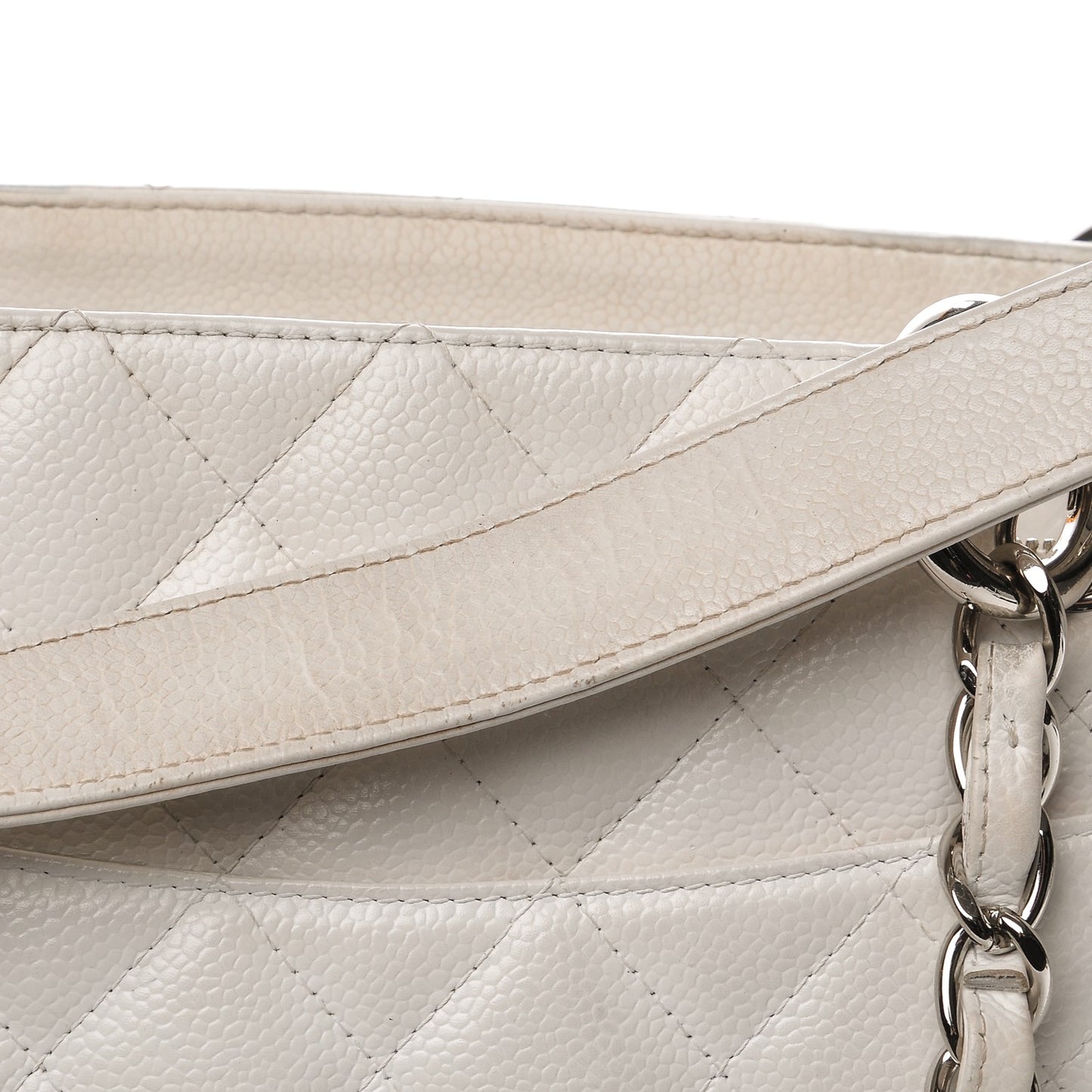 Caviar Quilted Grand Shopping Tote GST White