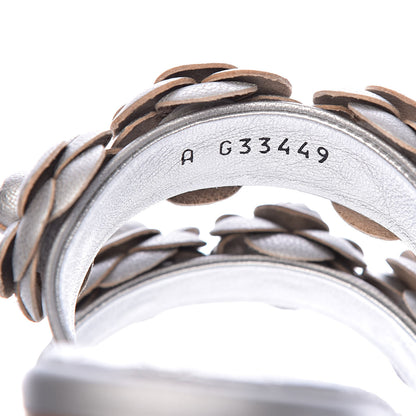 Chanel Metallic Lambskin Camellia Slide Sandals 35 Silver 7 of 12
