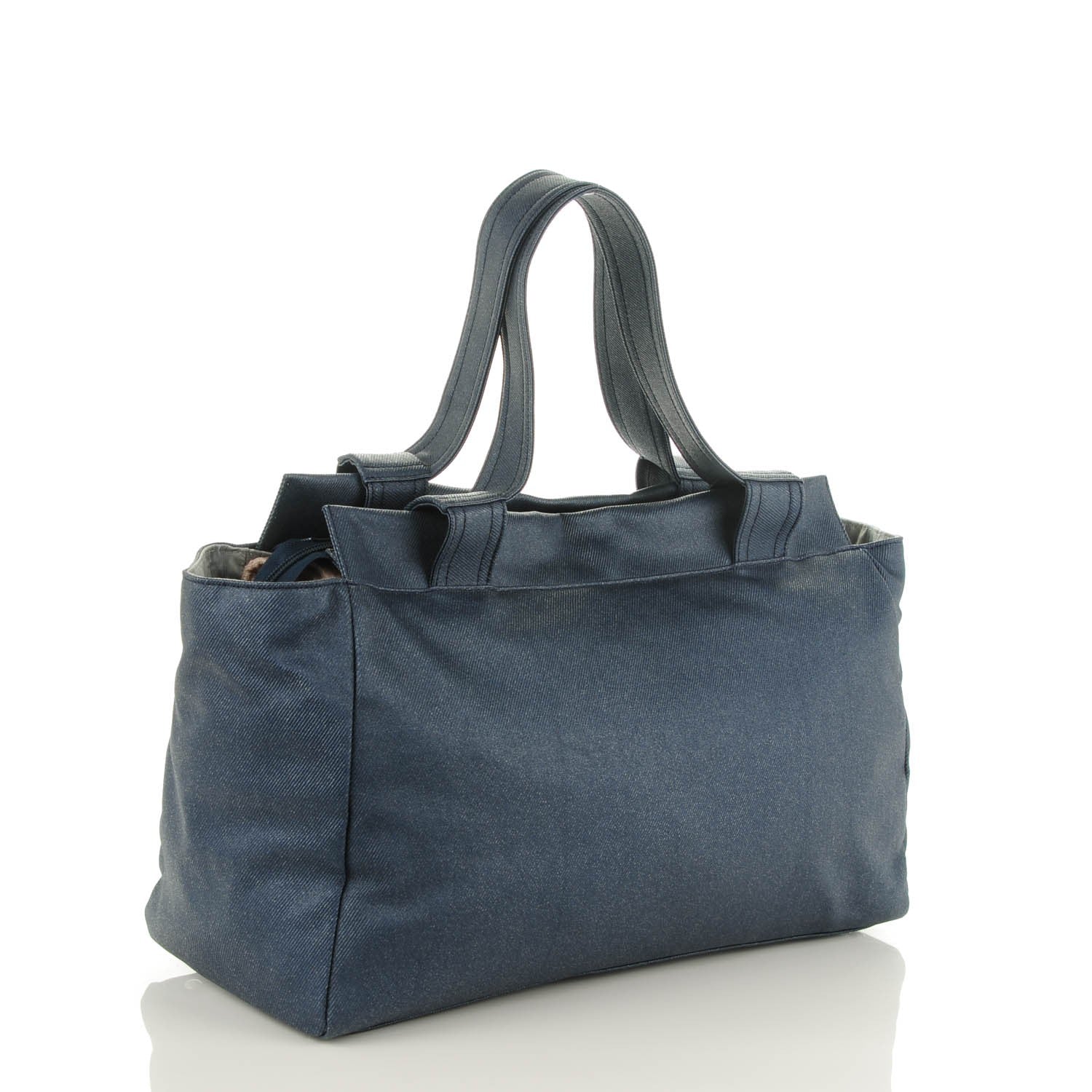 Chanel Denim Large CC Discus Tote Blue 3 of 7