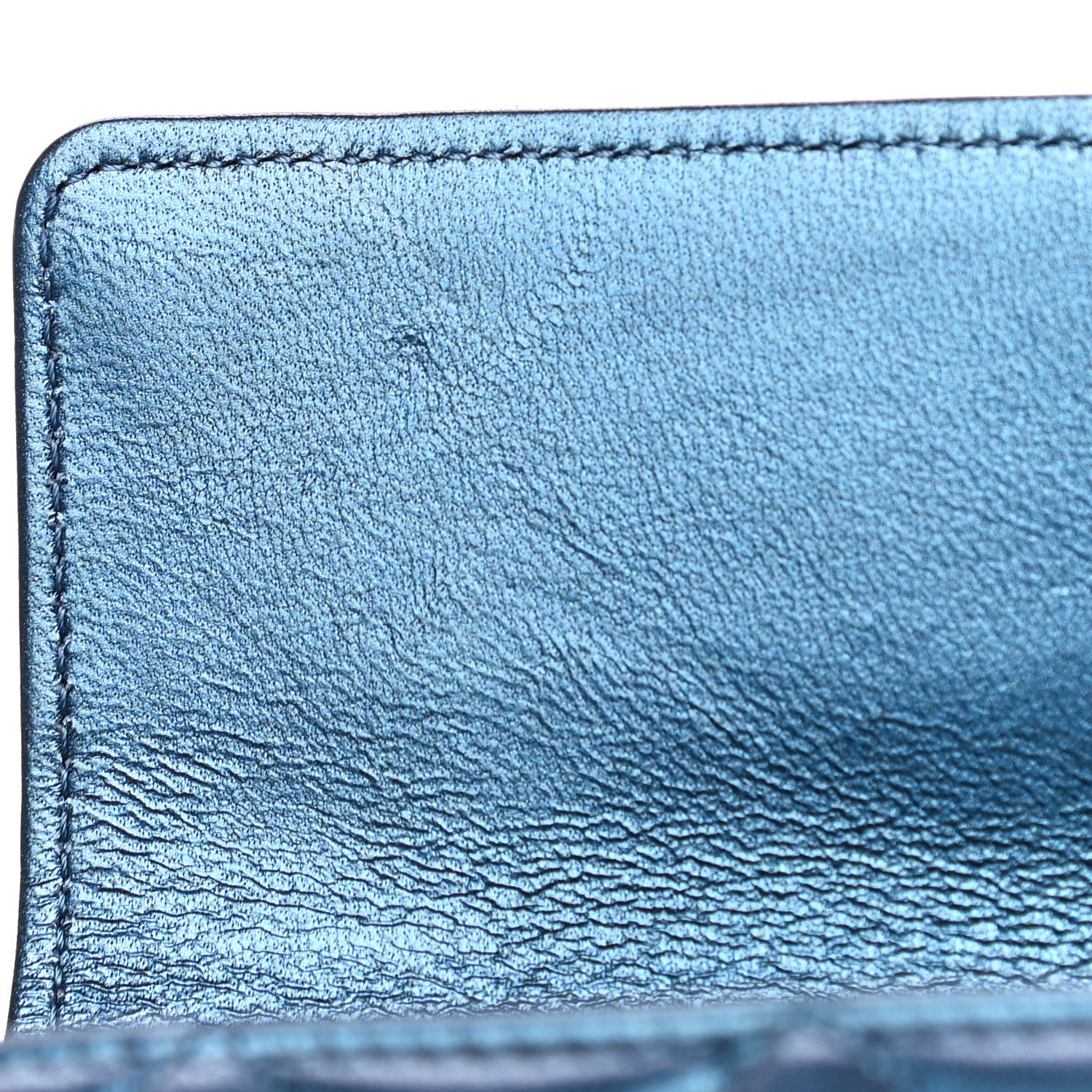 Chanel Metallic Lambskin Quilted Large Boy Gusset Flap Wallet Blue 14 of 19
