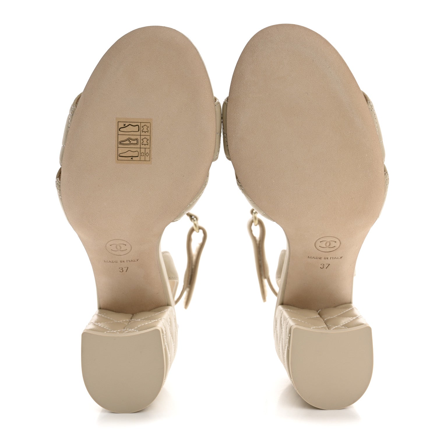 Chanel Lambskin Quilted Sandals 37 Beige 6 of 10