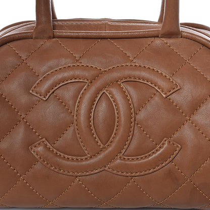 Chanel Calfskin Quilted Small Bowler Brown 22 of 23