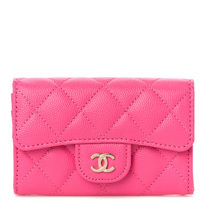 Chanel Caviar Quilted Flap Card Holder Wallet Dark Pink 1 of 12