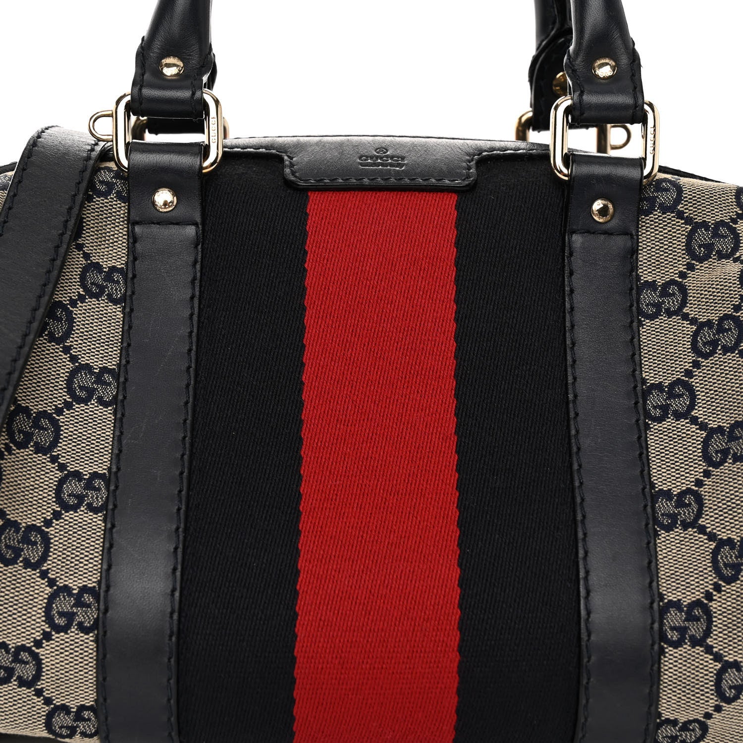 Gucci Monogram Vintage Web Small Boston Navy 7 of 10